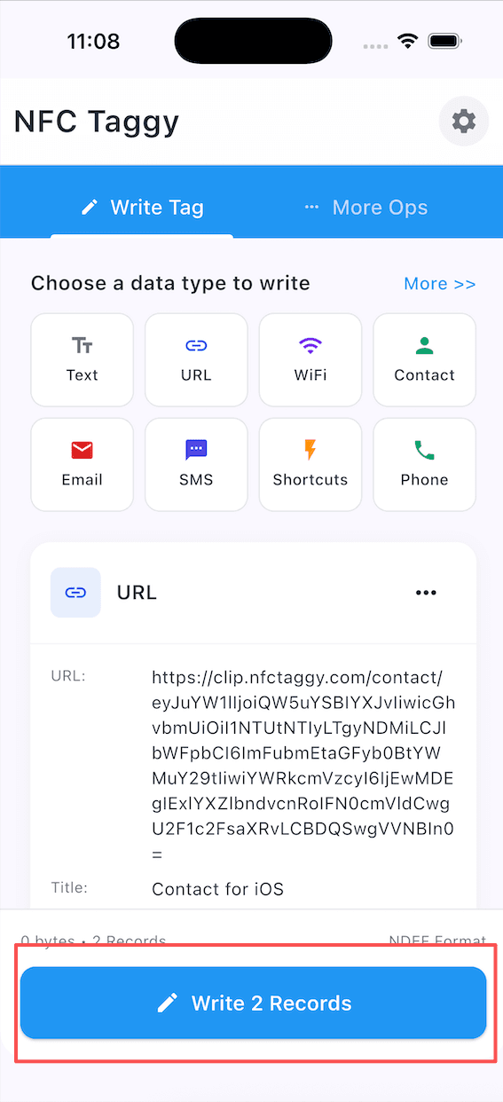 Write to NFC Tag - Screenshot